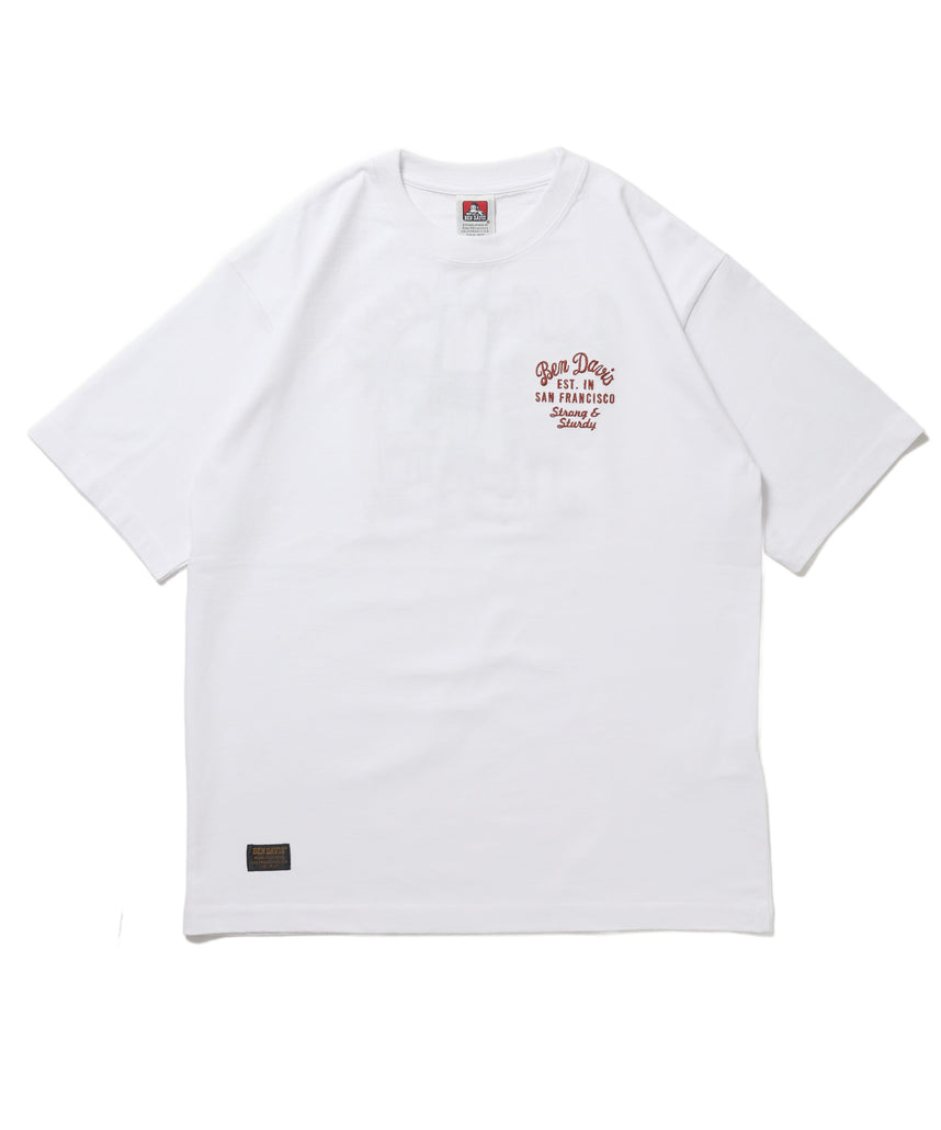 SOUVENIR EMB TEE / オーバーサイズ 半袖 クルーネック 刺繍 プリント ユニセックス ドロップショルダー ホワイト