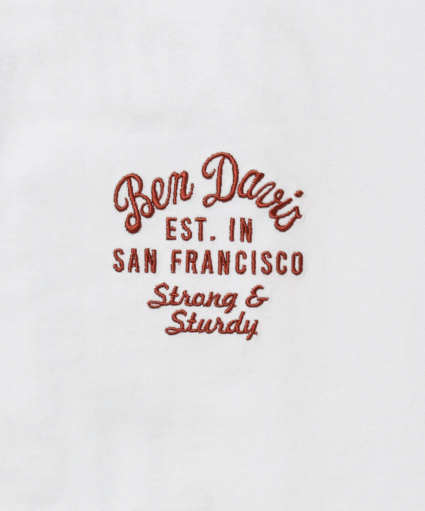 SOUVENIR EMB TEE / オーバーサイズ 半袖 クルーネック 刺繍 プリント ユニセックス ドロップショルダー ホワイト