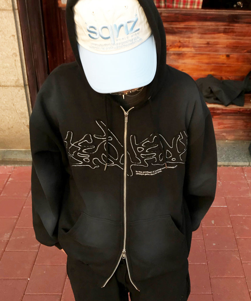 セットアップ対応 / 加工ワッペンジップパーカー / LOGO APPLIQUE ZIP
