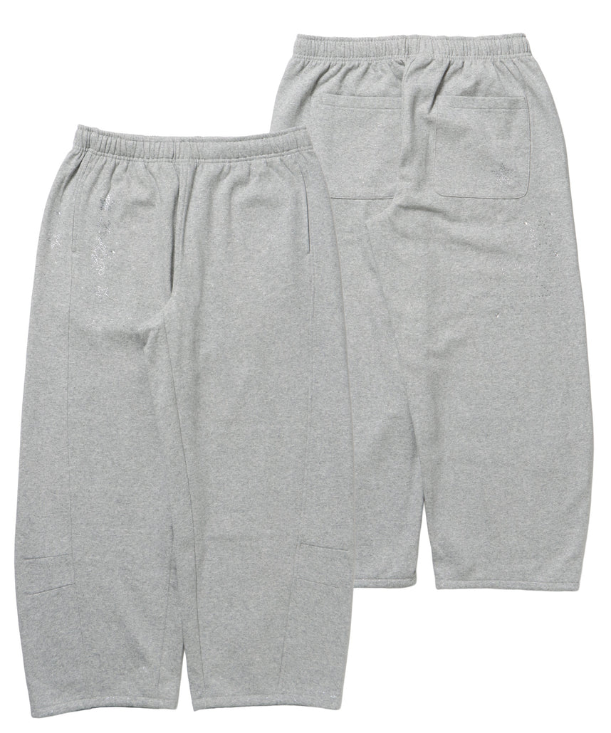 sqnz glitter sweat pants / グリッター スウェットパンツ ラインストーン ドローストリング ポケット 裏起毛 【セットアップ着用可能】 M.グレー