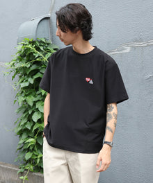 COOLER GORILLA EMB TEE / 接触冷感 オーバーサイズ 半袖 Tシャツ クルーネック 刺繍 ワンポイント プリント ユニセックス ブラック