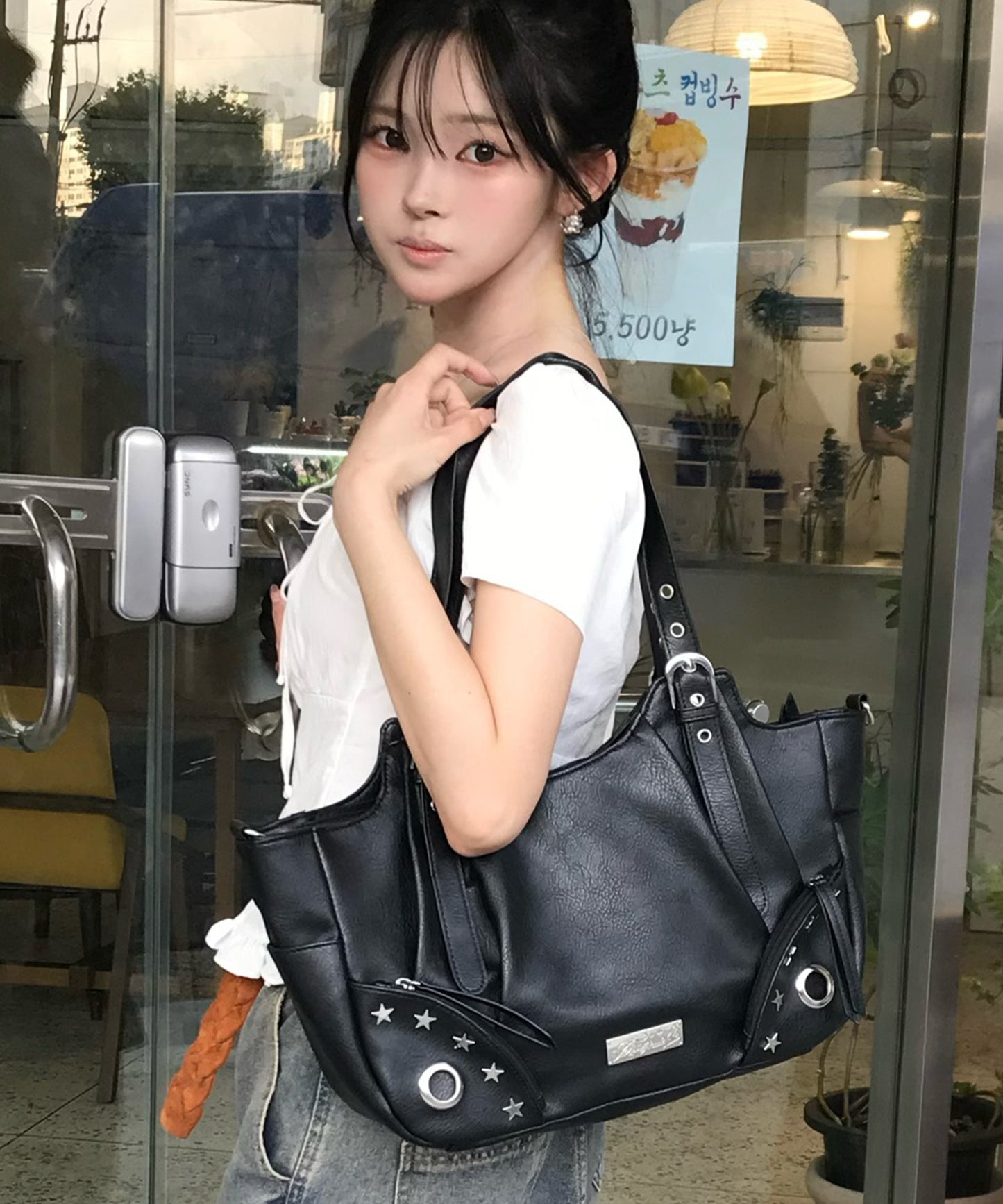 ※WEB限定 / スタースタッズ＆ハトメハンドバッグ / sqnz star eyelet bag ブラック