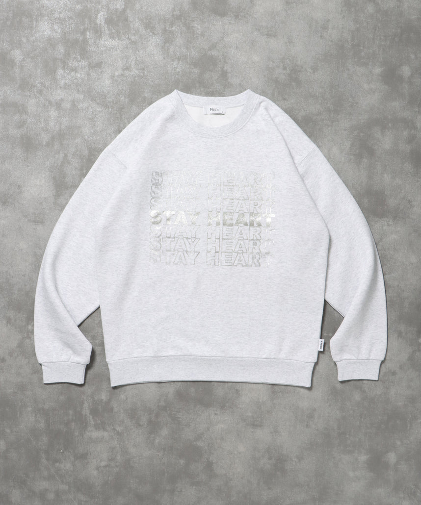 ヘビーウエイトぼかしメッセージロゴスウェット / 裏起毛 スウェット クルーネック プリント 柄80