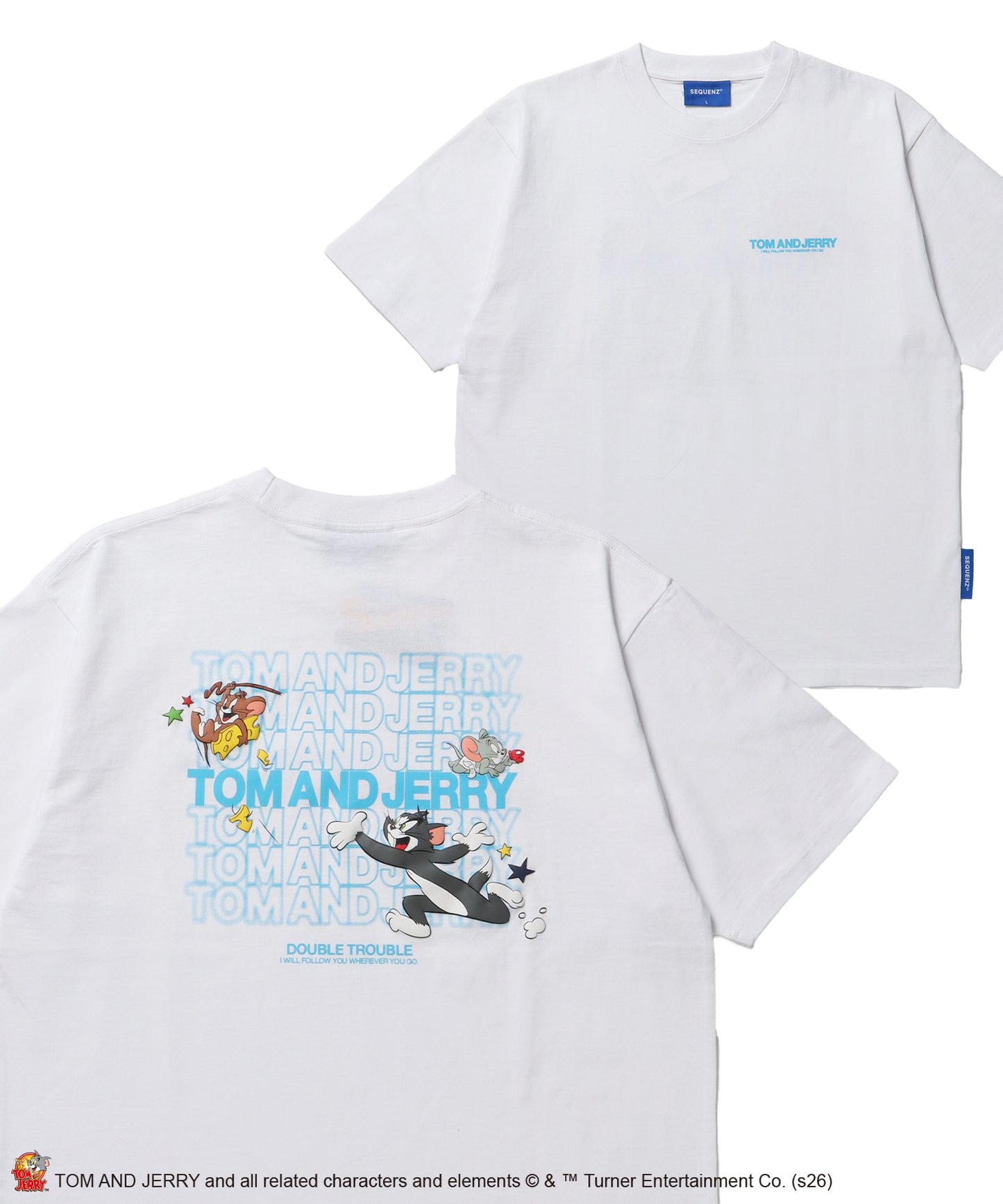 TJ BLUR LOGO TEE / トムとジェリー 半袖 クルーネック プリント ワンポイント ユニセックス オーバーサイズ ビッグシルエット レイヤード ホワイト