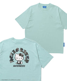 HK CIRCLE LOGO TEE / ハローキティ キティちゃん 半袖 クルーネック プリント ワンポイント ラインストーン プリント グリーン