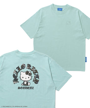 HK CIRCLE LOGO TEE / ハローキティ キティちゃん 半袖 クルーネック プリント ワンポイント ラインストーン プリント グリーン