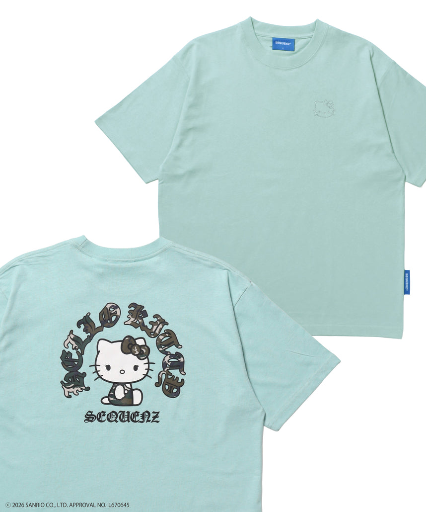 HK CIRCLE LOGO TEE / ハローキティ キティちゃん 半袖 クルーネック プリント ワンポイント ラインストーン プリント グリーン