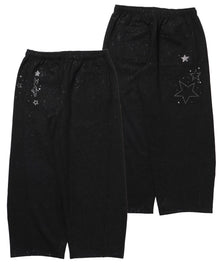 sqnz glitter sweat pants / グリッター スウェットパンツ ラインストーン ドローストリング ポケット 裏起毛 【セットアップ着用可能】 ブラック