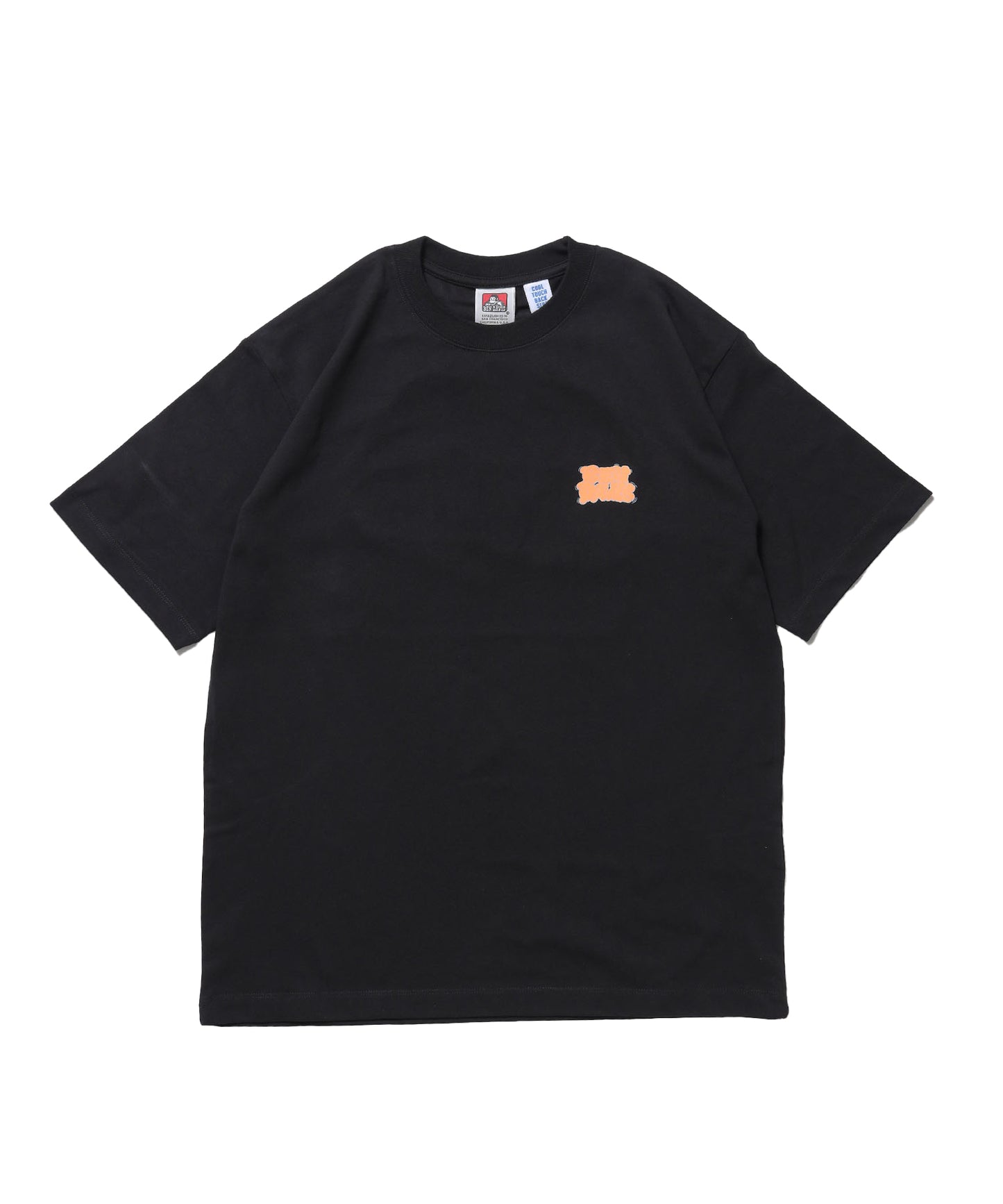 OVERLAP COOL TEE / Tシャツ 接触冷感 半袖 クルーネック ワンポイント 刺繍 ワンポイント ブラック