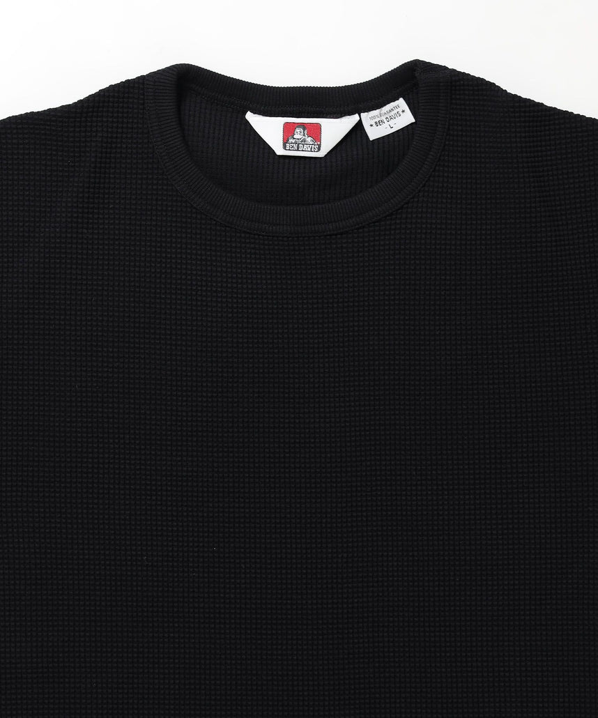 WAFFLE S/S CREW / クルーネック ワッフル オーバーサイズ 半袖 レイヤード ブラック