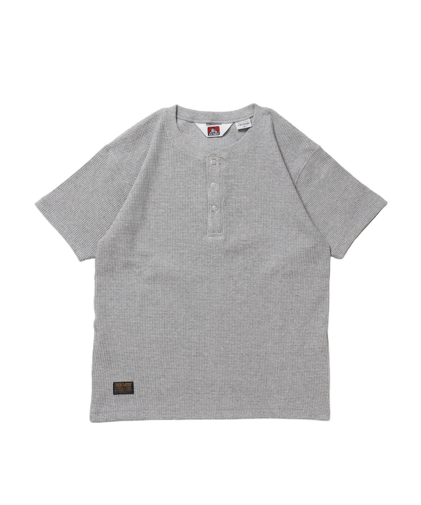 【BEN DAVIS（ベンデイビス）】WAFFLE S/S HENLEY / クルーネック ワッフル オーバーサイズ 半袖 レイヤード ライトグレー