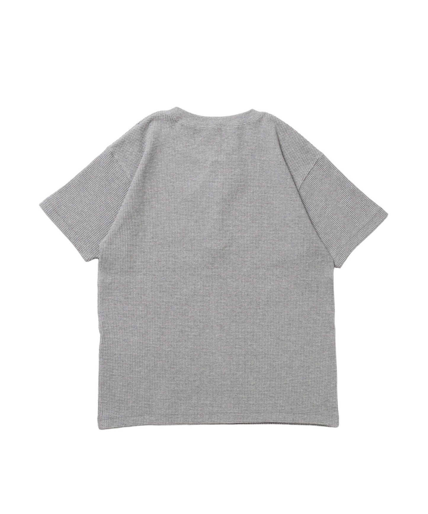 WAFFLE S/S HENLEY / クルーネック ワッフル オーバーサイズ 半袖 レイヤード ライトグレー