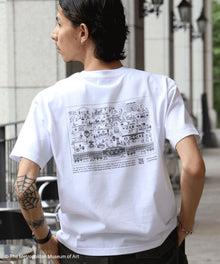 The Met線画デザインロゴTシャツ / メトロポリタン美術館 半袖 クルーネック プリント ワンポイント ホワイト