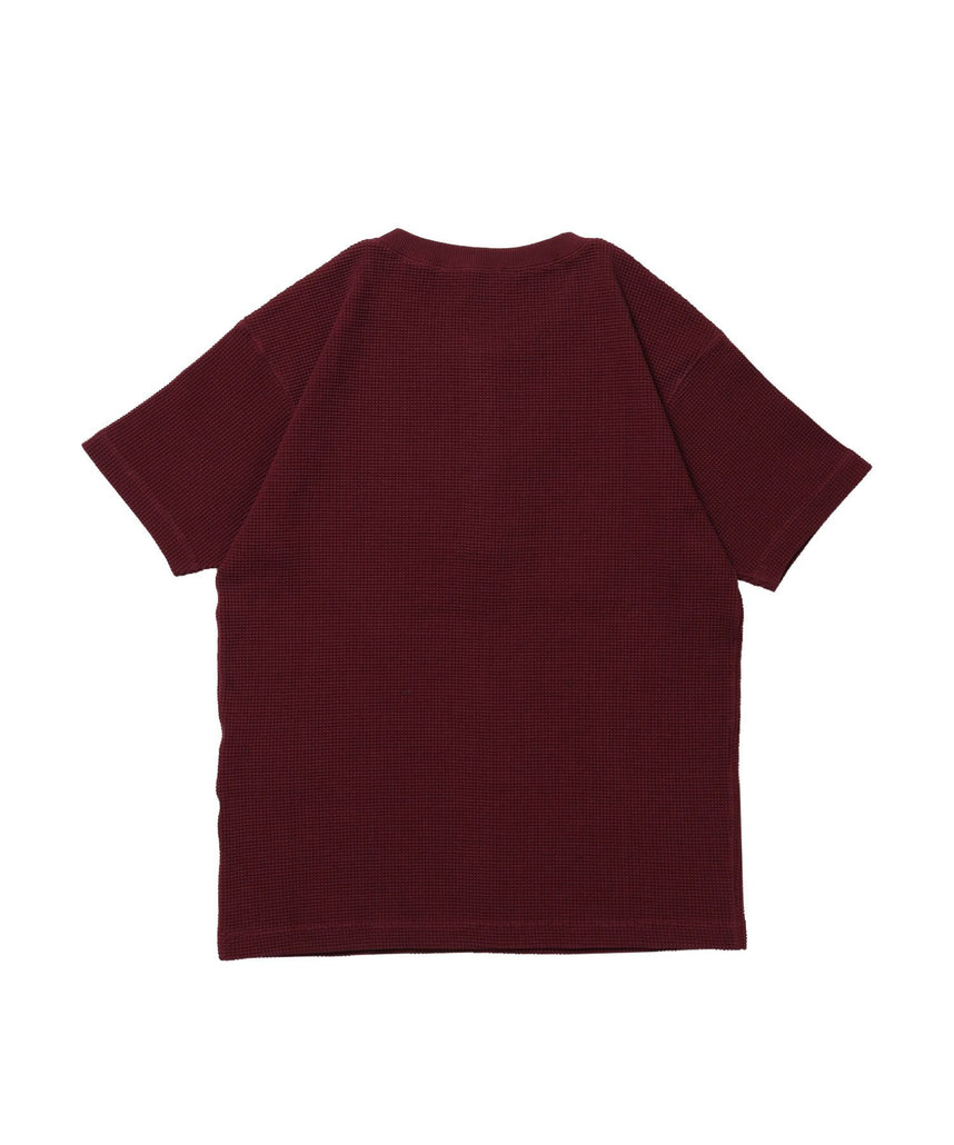 WAFFLE S/S HENLEY / クルーネック ワッフル オーバーサイズ 半袖 レイヤード ワイン
