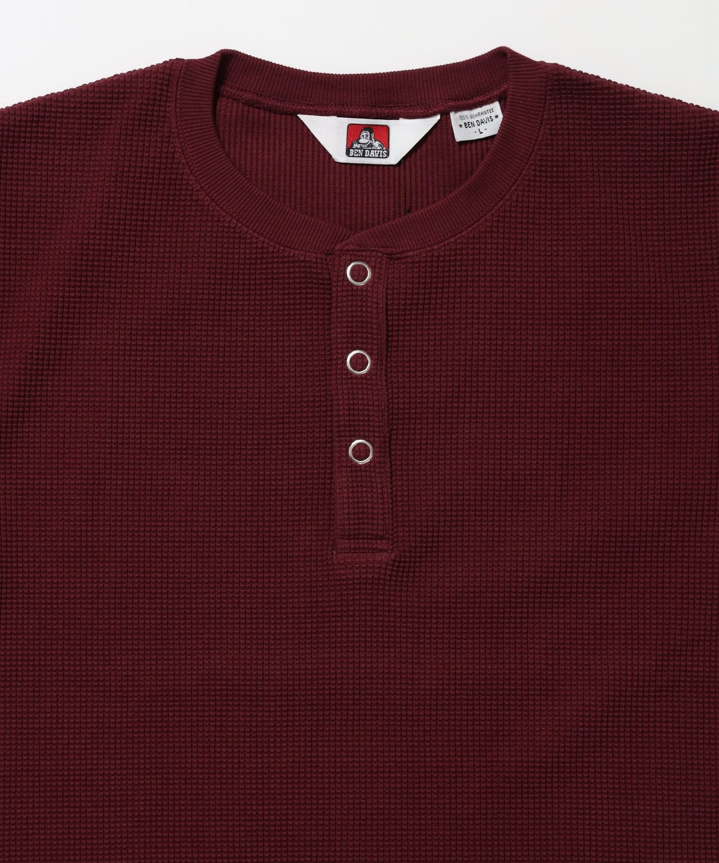 WAFFLE S/S HENLEY / クルーネック ワッフル オーバーサイズ 半袖 レイヤード ワイン