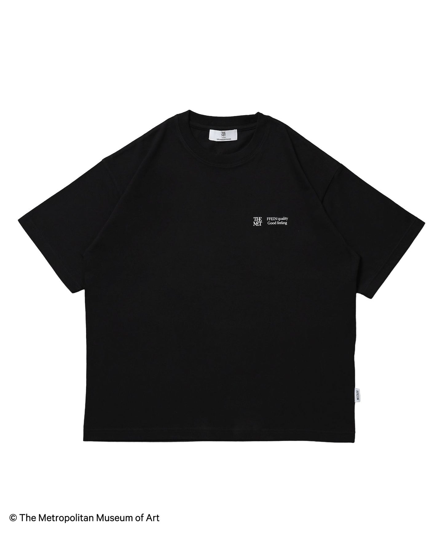 【FFEIN(フェイン)】The Met線画デザインロゴTシャツ / メトロポリタン美術館 半袖 クルーネック プリント ワンポイント ブラック