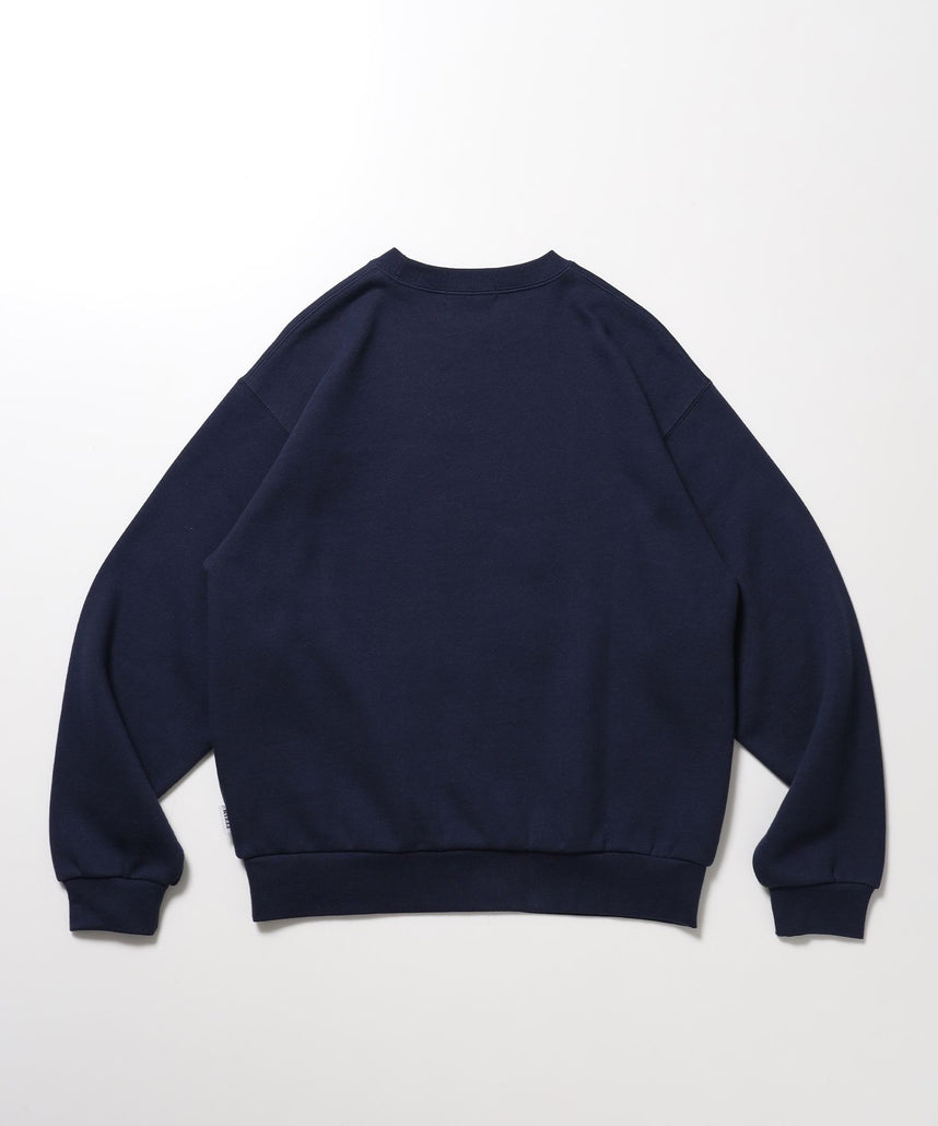 エンブレム刺繍カレッジロゴスウェット / 裏起毛 クルーネック スパンフライス トレンド ストリート ユニセックス