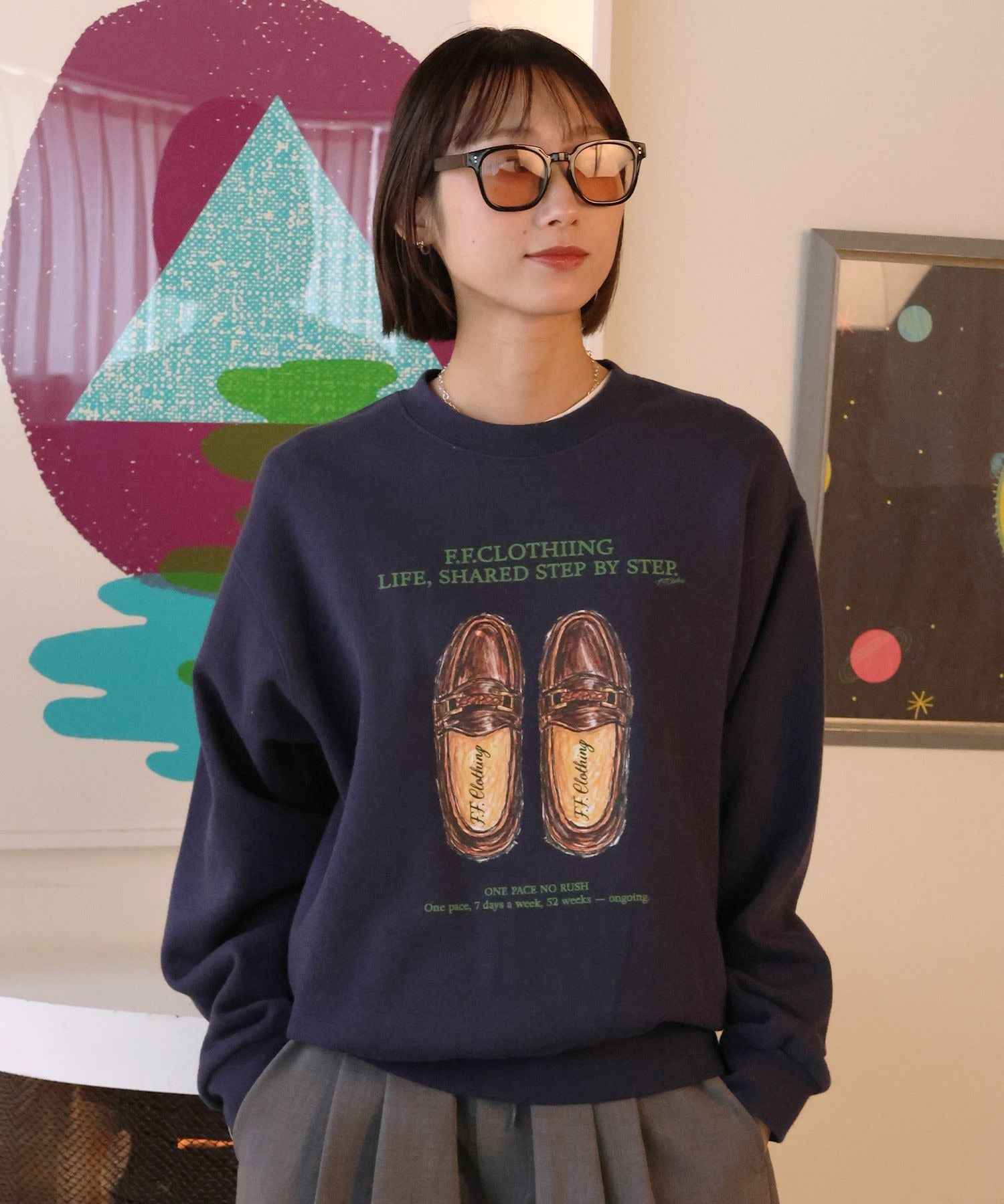 モデル：H163 Size:Sダークネイビー　ローファー柄