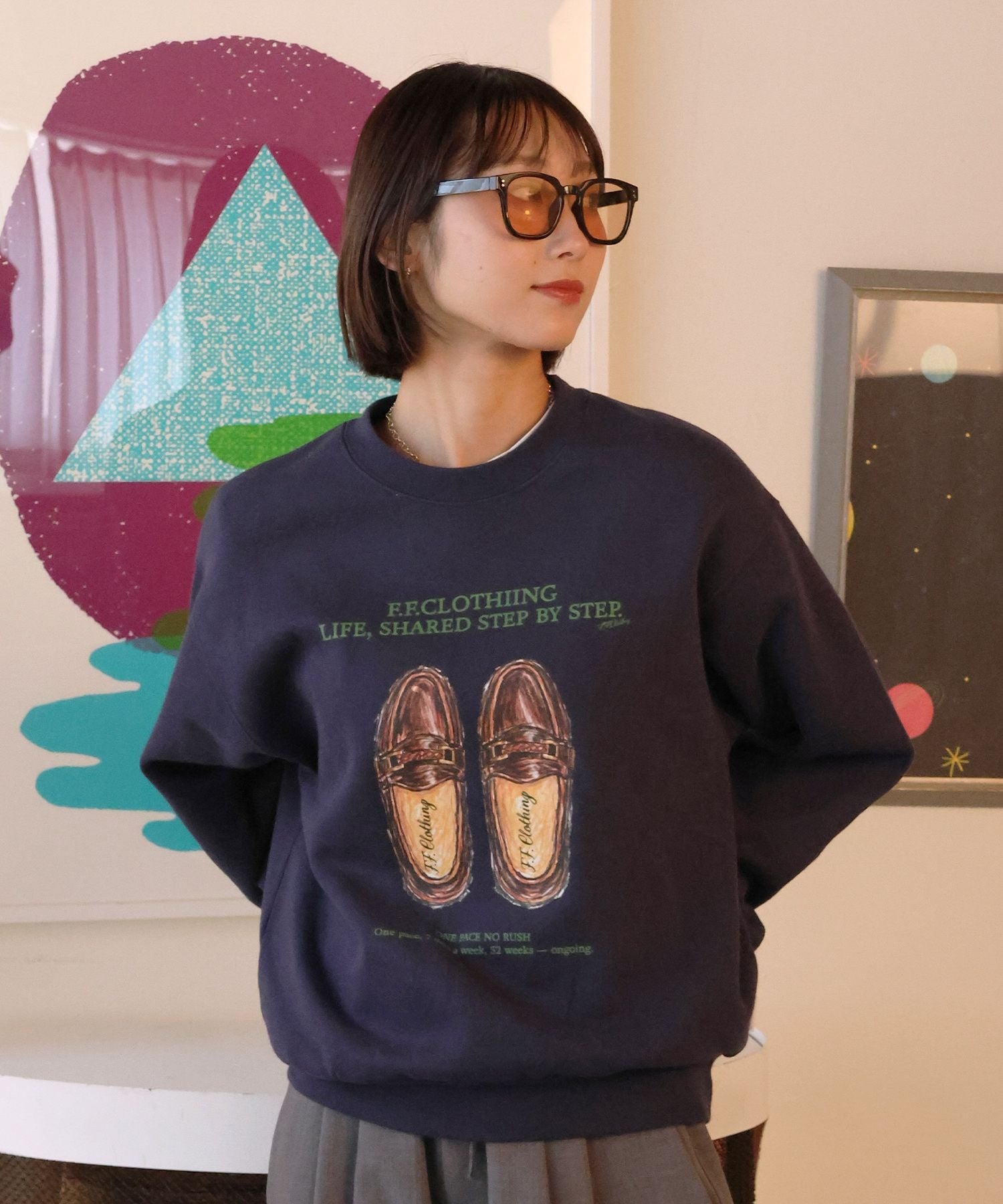 モデル：H163 Size:Sダークネイビー　ローファー柄
