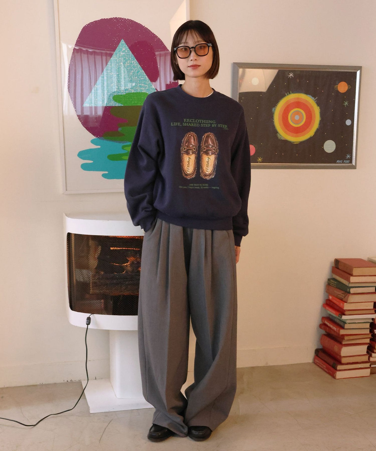 モデル：H163 Size:Sダークネイビー　ローファー柄