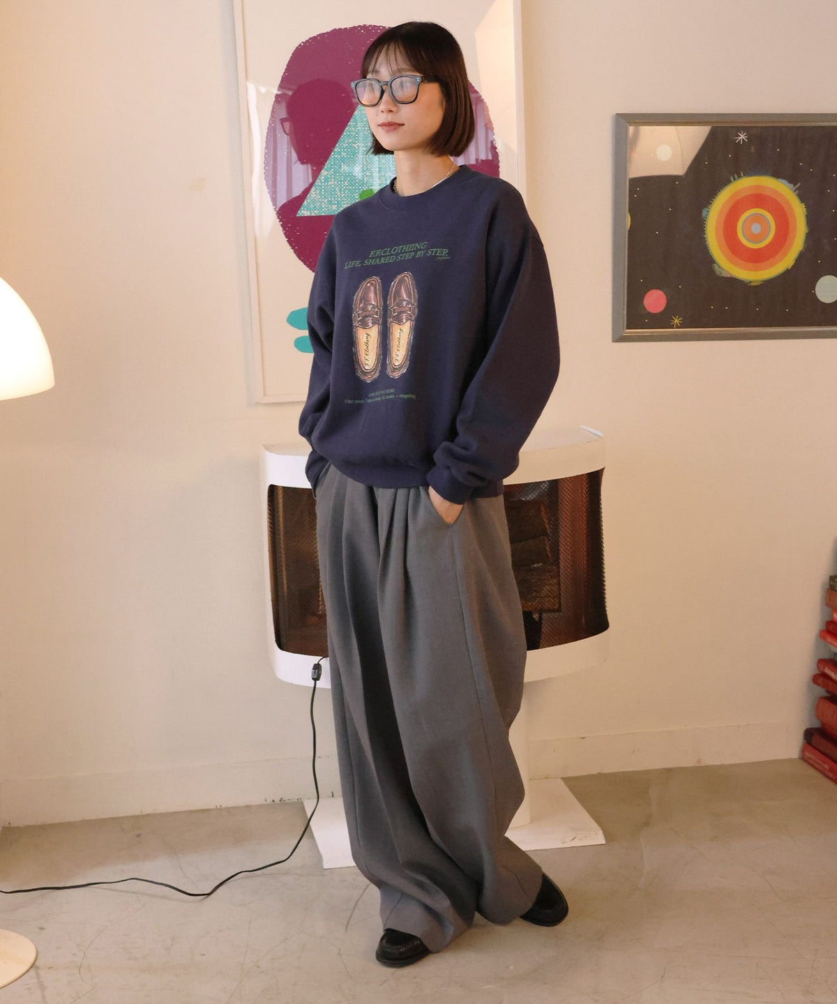 モデル：H163 Size:Sダークネイビー　ローファー柄