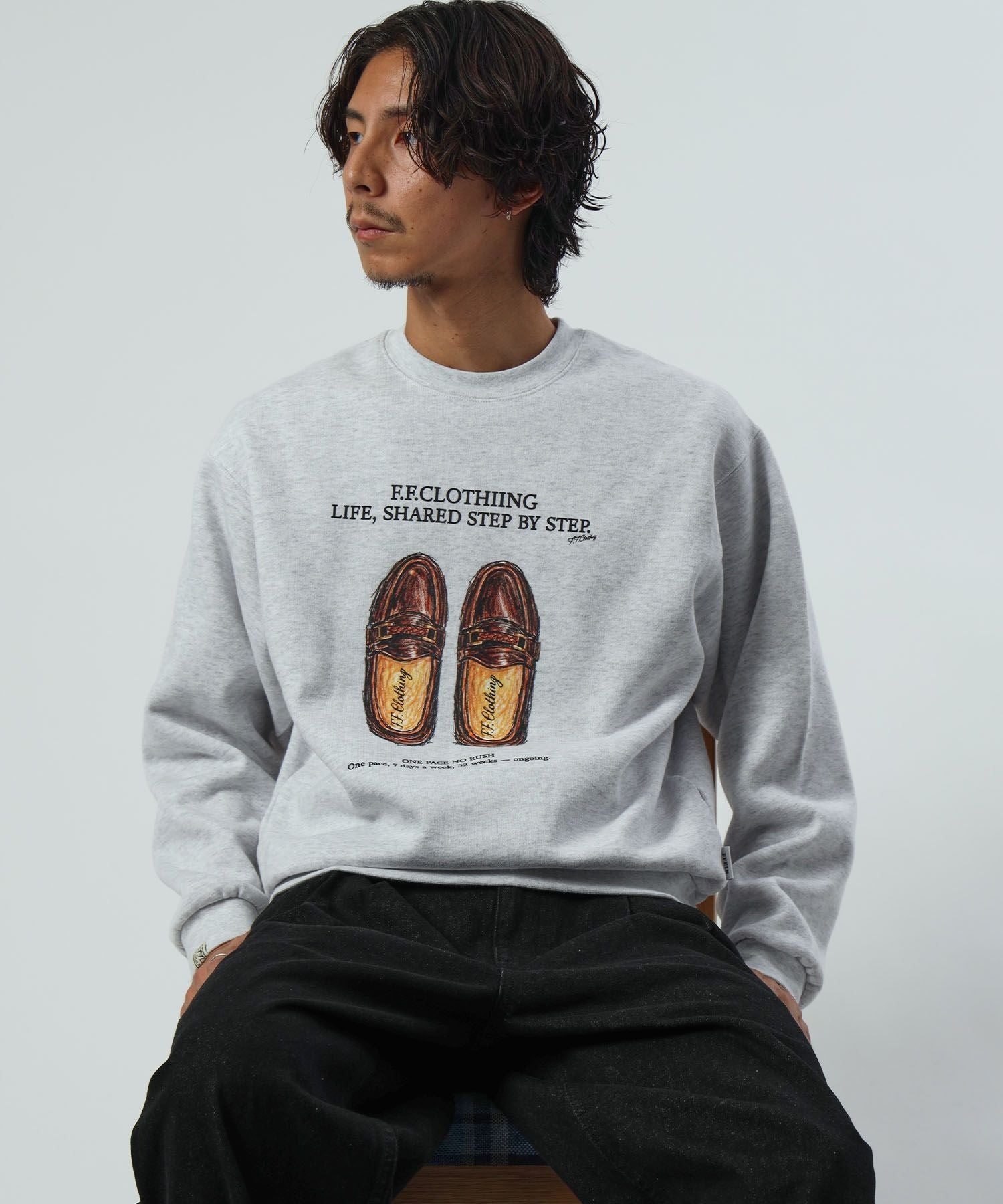 モデル：H178 Size:L　アッシュグレー　ローファー柄