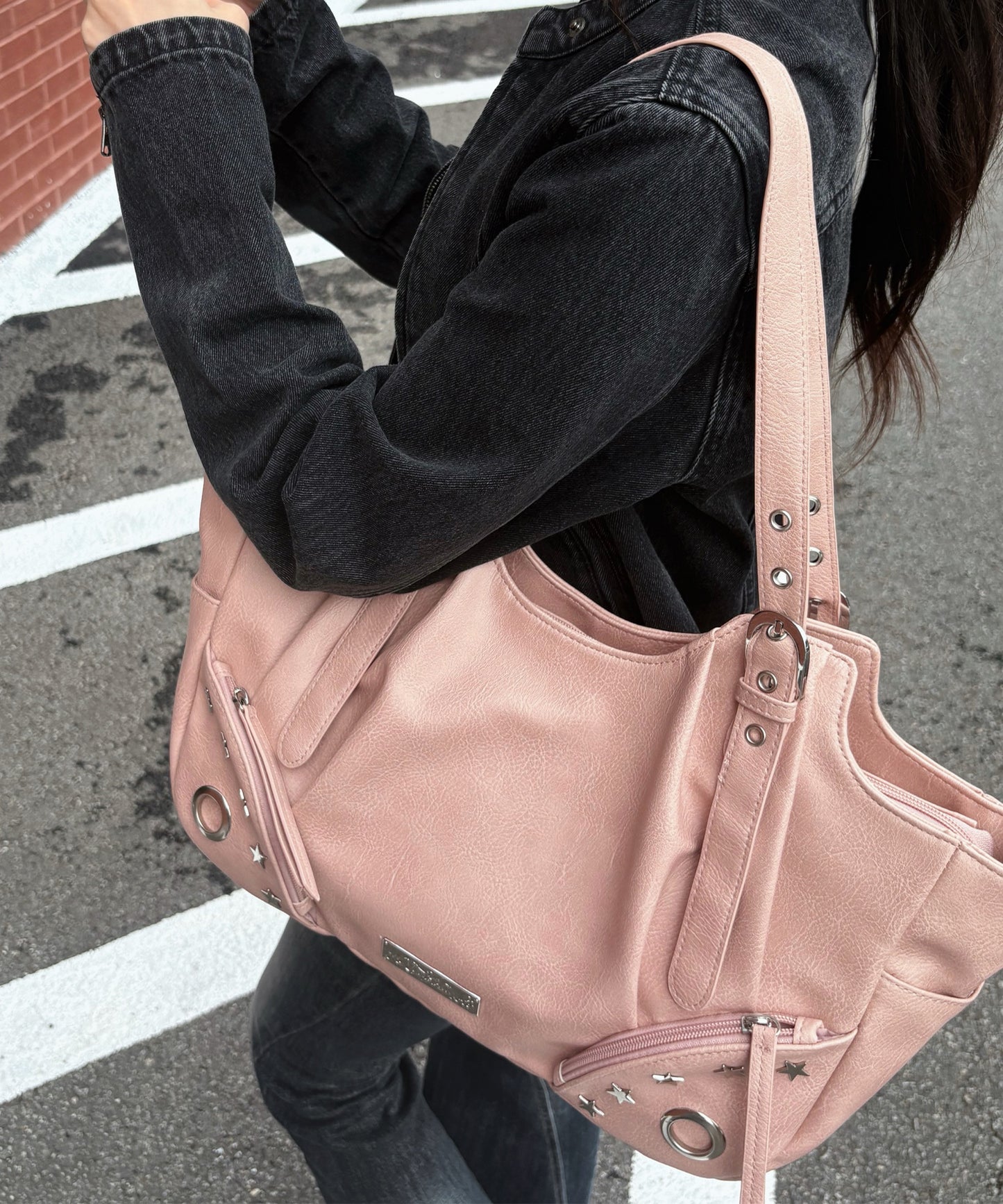 ※WEB限定 / スタースタッズ＆ハトメハンドバッグ / sqnz star eyelet bag ピンク