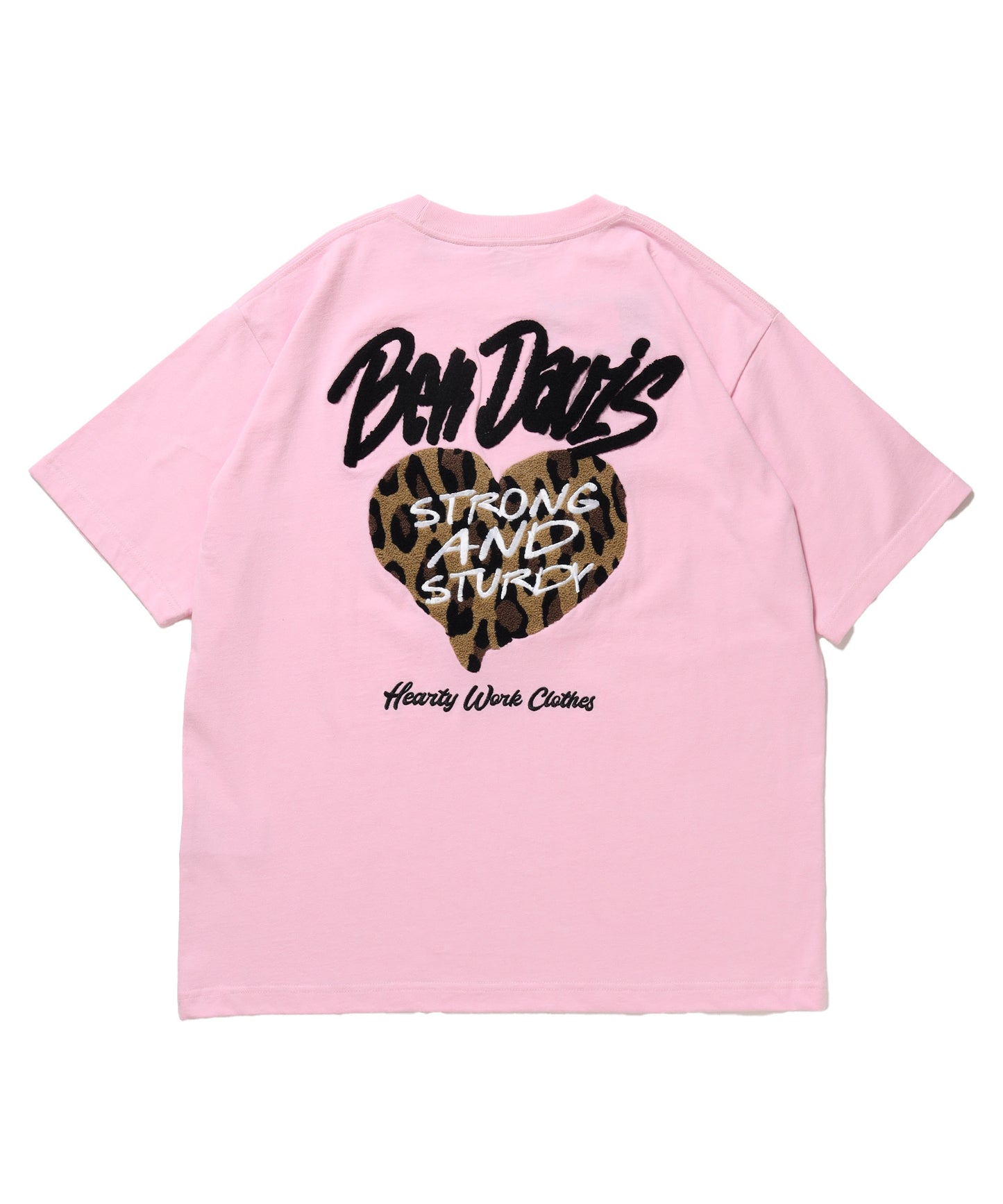 HEART CHENILLE 2 TEE / Tシャツ 半袖 クルーネック 刺繍 ワンポイント ユニセックス オーバーサイズ ピンク