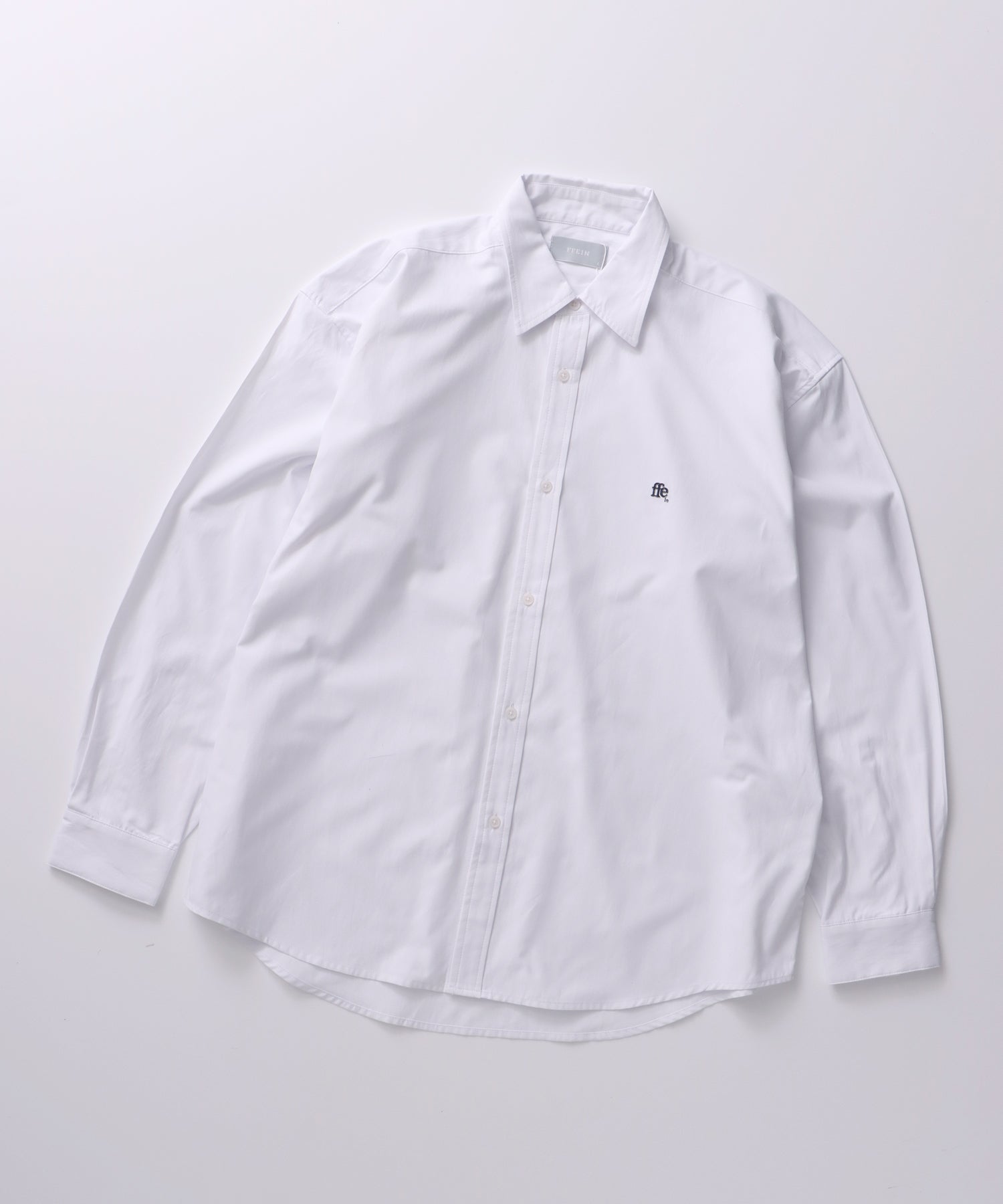 【FFEIN(フェイン)】1PT EMB L/S REGULAR COLLAR BIG SHIRT / ワンポイント 刺繍 長袖 レギュラーカラー ビッグ シャツ ホワイト