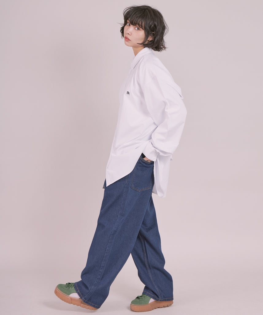 FFEIN/フェイン】1PT EMB L/S REGULAR COLLAR BIG SHIRT / ワン