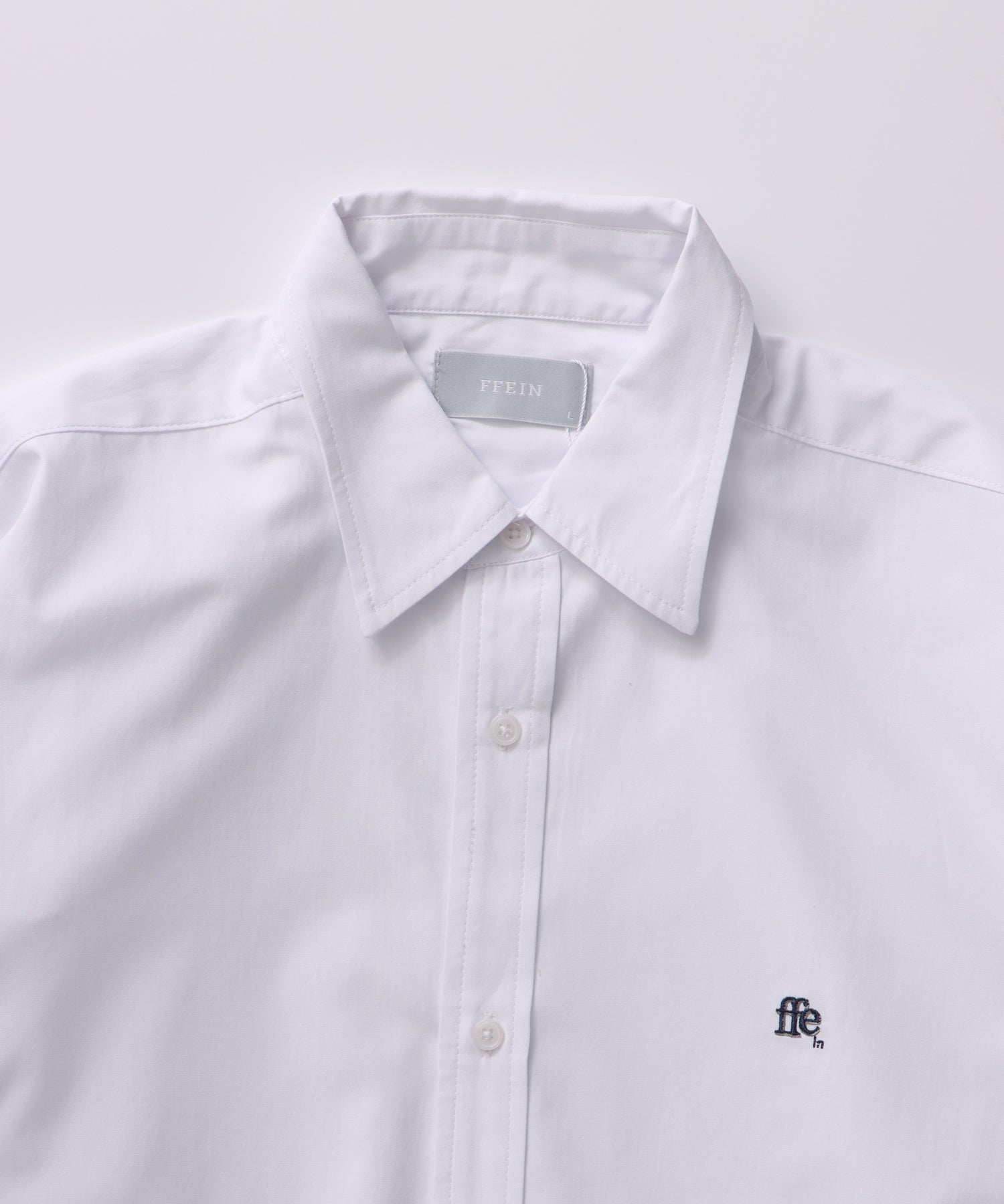 1PT EMB L/S REGULAR COLLAR BIG SHIRT / ワンポイント 刺繍 長袖 レギュラーカラー ビッグ シャツ ホワイト