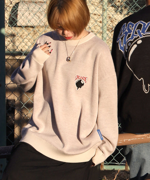 SEQUENZ】S ball GRAFFITI LOGO SWEATER / 胸刺繍 ビリヤード