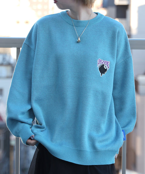 SEQUENZ】S ball GRAFFITI LOGO SWEATER / 胸刺繍 ビリヤード