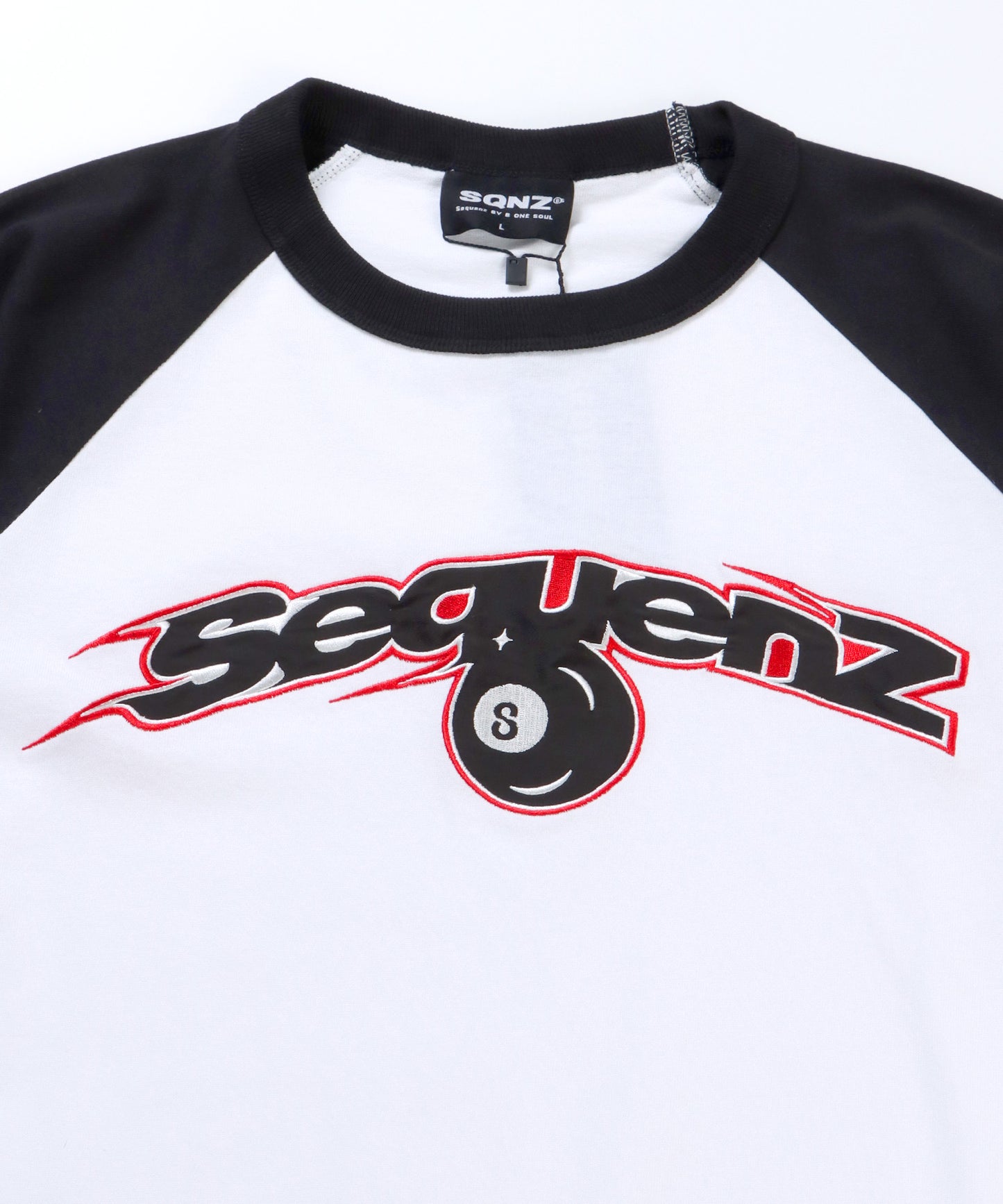 【SEQUENZ】SPEED BALL RAGLAN S/S TEE / スピードボール ラグラン ツイルワッペン 半袖 TEE ホワイト