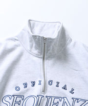 SEQUENZ】OLD SCHOOL HALF ZIP SWEAT / 袖 ワッペン 刺繍 ハーフジップ